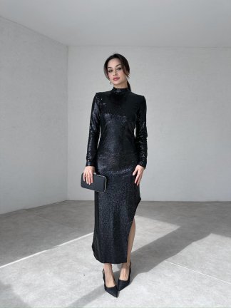 SHOLE Maxi Elbise 4785 - Siyah - 3