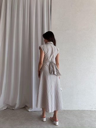 SİDA Midi Elbise 8946 - Kahverengi - 4