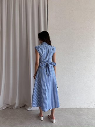 SİDA Midi Elbise 8946 - Mavi - 3