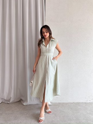 SİDA Midi Elbise 8946 - Yeşil - 2