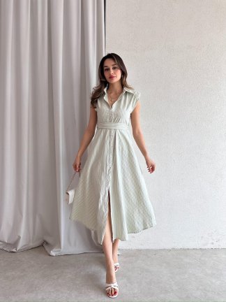 SİDA Midi Elbise 8946 - Yeşil - 3