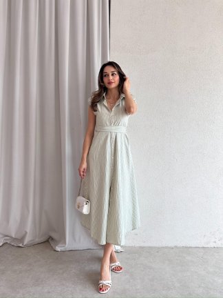 SİDA Midi Elbise 8946 - Yeşil - 4