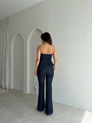 SİENTO Taşlı Straplez Takım 4813 - Lacivert - 3