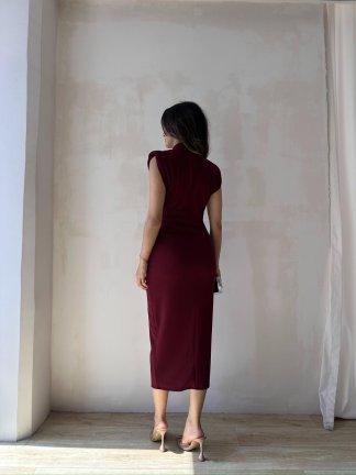 SİLANA Maxi Elbise 4790 - Bordo - 4