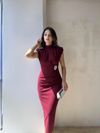 SİLANA Maxi Elbise 4790 - Bordo - 2