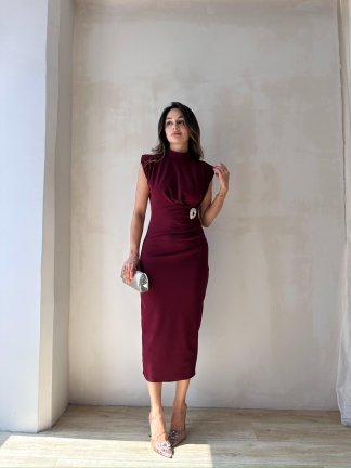 SİLANA Maxi Elbise 4790 - Bordo - 3