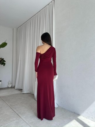 SİLLA Maxi Elbise 8595 - Bordo - 4