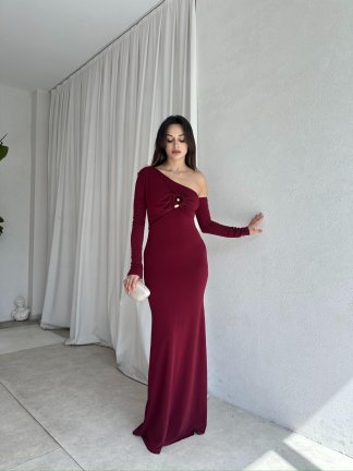 SİLLA Maxi Elbise 8595 - Bordo - 2