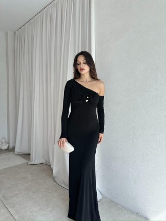 SİLLA Maxi Elbise 8595 - Siyah - 3