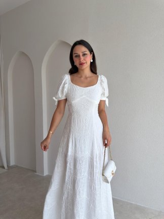 SİMON Maxi Elbise 3685 - Beyaz - 2