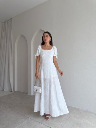 SİMON Maxi Elbise 3685 - Beyaz - 1