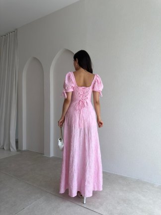 SİMON Maxi Elbise 3685 - Pembe - 3