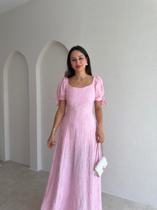 SİMON Maxi Elbise 3685 - Pembe - 2