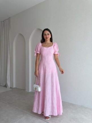 SİMON Maxi Elbise 3685 - Pembe 
