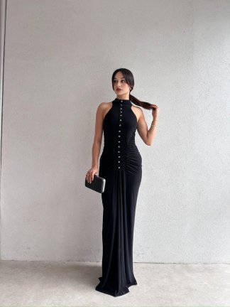 SİNGO Maxi Elbise 8352 - Siyah 