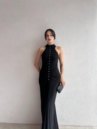 SİNGO Maxi Elbise 8352 - Siyah - 3