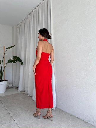 SİRENE Midi Elbise 8017 - Kırmızı - 3
