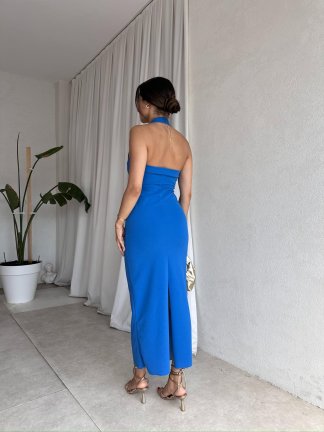 SİRENE Midi Elbise 8017 - Mavi - 3