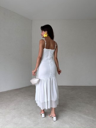 SİVELLA Midi Elbise 6490 - Beyaz - 3