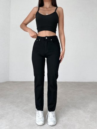 Yüksek Bel Straight BENARD Jean 8596 - Siyah - 2