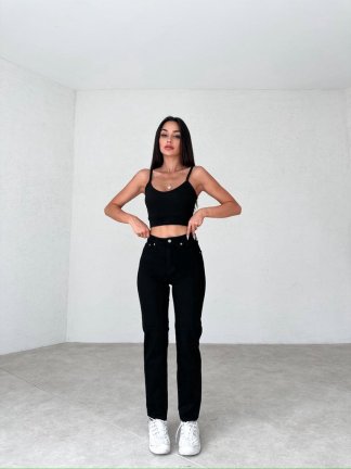 Yüksek Bel Straight BENARD Jean 8596 - Siyah - 1