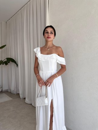 SLATE Maxi Elbise 6349 - Beyaz 