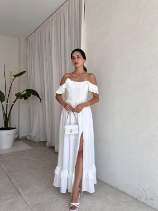 SLATE Maxi Elbise 6349 - Beyaz - 2