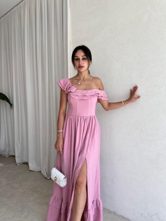 SLATE Maxi Elbise 6349 - Pembe 