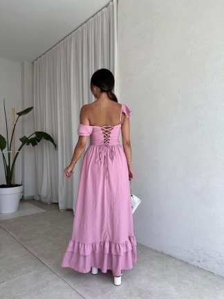 SLATE Maxi Elbise 6349 - Pembe - 3