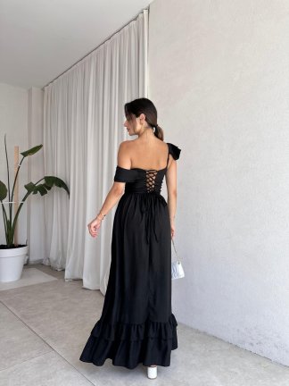 SLATE Maxi Elbise 6349 - Siyah - 3