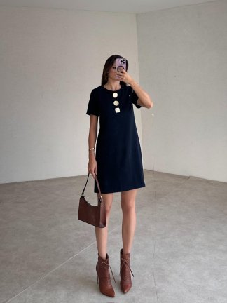 SLAVEN Mini Elbise 4622 - Lacivert - 2