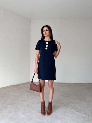 SLAVEN Mini Elbise 4622 - Lacivert - 3