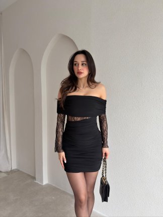 SLAW Mini Elbise 8586 - Siyah 