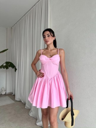SLAY Mini Elbise 8280 - Pembe 
