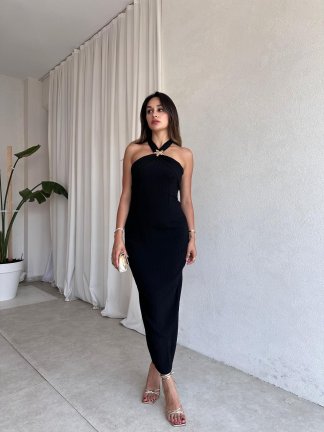 SLEEK Maxi Elbise 5483 - Siyah - 2