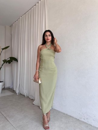 SLEEK Maxi Elbise 5483 - Yeşil - 2