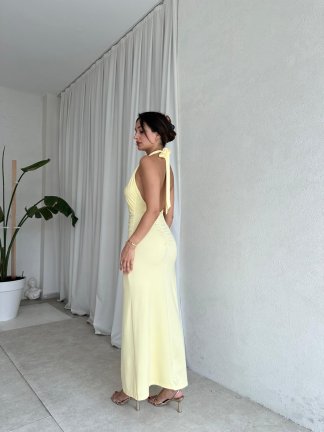 SMEGO Midi Elbise 8264 - Sarı - 3