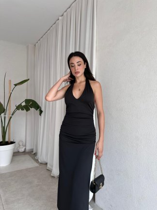  SMEGO Midi Elbise 8264 - Siyah - 2