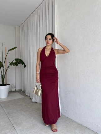 SMEGO Midi Elbise 8264 - Bordo 