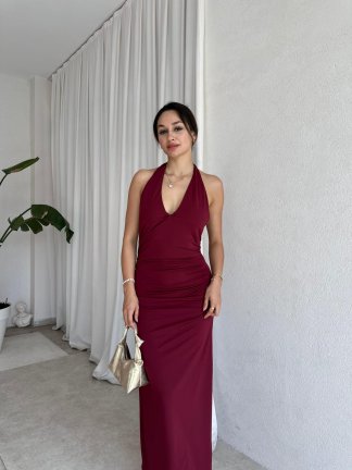 SMEGO Midi Elbise 8264 - Bordo - 2