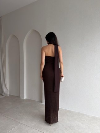 SMİTH Maxi Elbise 2579 - Acı Kahve - 3
