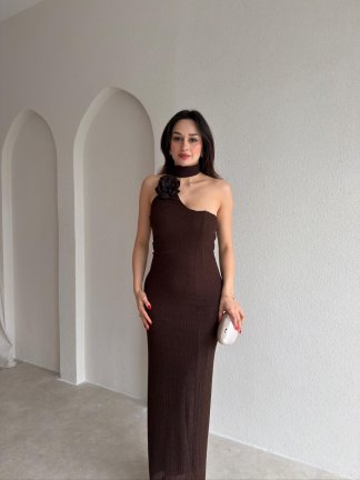 SMİTH Maxi Elbise 2579 - Acı Kahve - 2