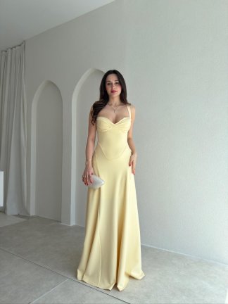 SMOOTH Maxi Elbise 1814 - Sarı - 1