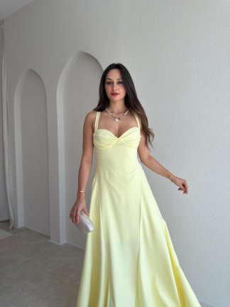 SMOOTH Maxi Elbise 1814 - Sarı - 2