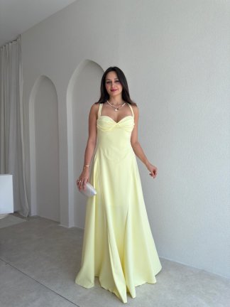 SMOOTH Maxi Elbise 1814 - Sarı 