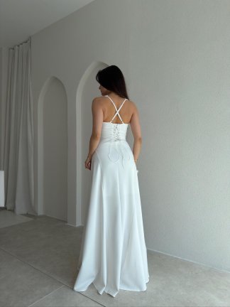 SMOOTH Maxi Elbise 1814 - Beyaz - 3