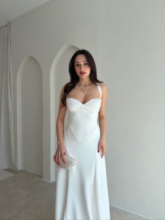SMOOTH Maxi Elbise 1814 - Beyaz - 2
