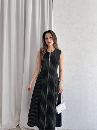 SOLARİS Midi Elbise 7854 - Siyah - 1