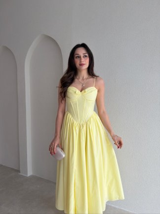 SOROS Maxi Elbise 9235 - Sarı 
