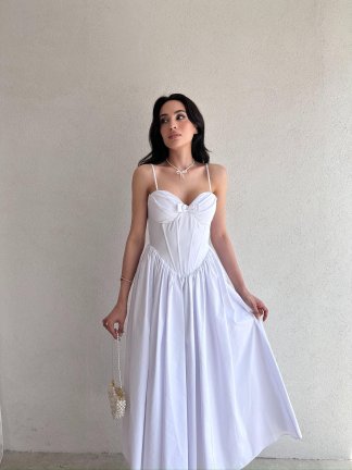 SOROS Maxi Elbise 9235 - Beyaz 